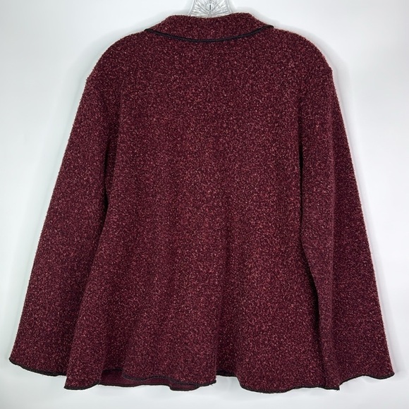 Vintage Iced Tea Burgundy Red Button Fleece Cardigan Size Large - Picture 4 of 9